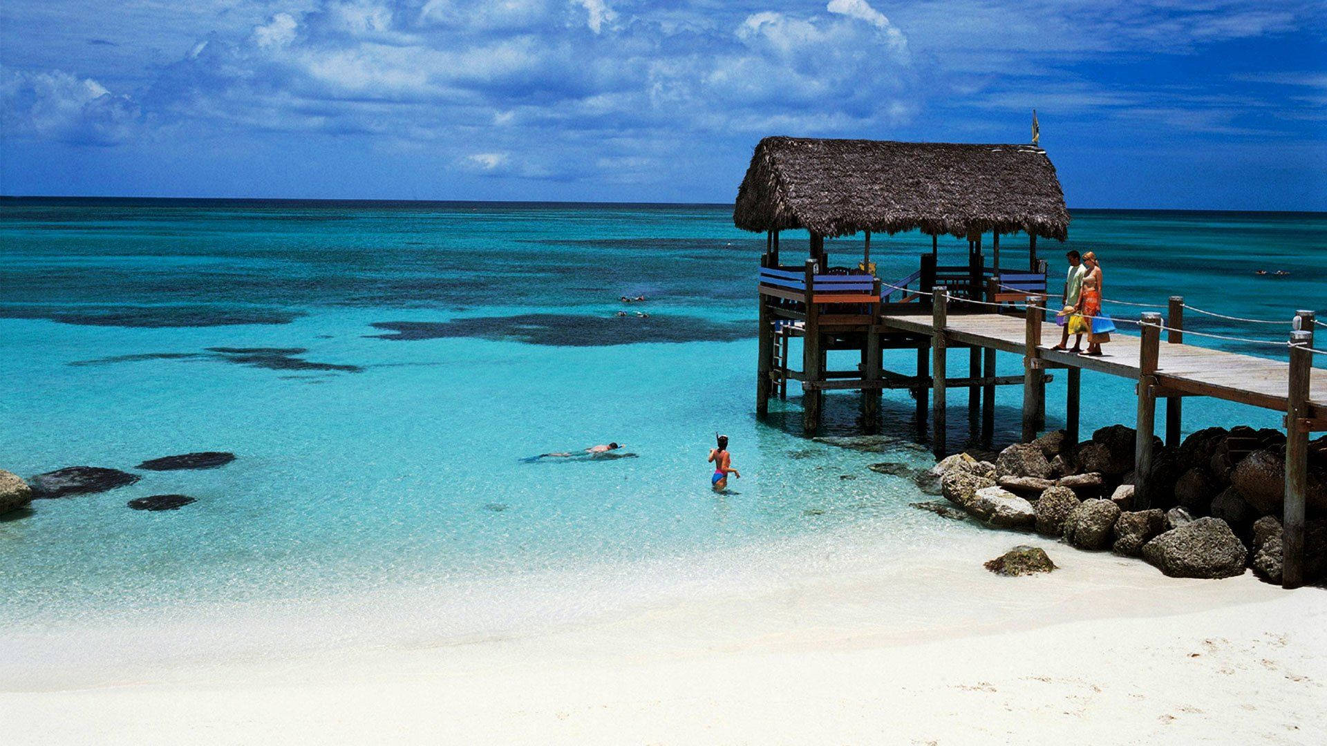 Hermosaisla Pacífica De Las Bahamas. Fondo de pantalla
