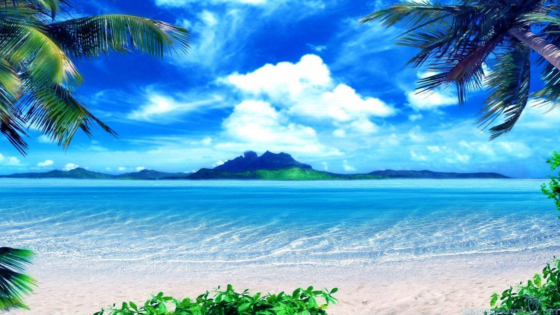 Bahamas Blå Himmel Og Hav Wallpaper