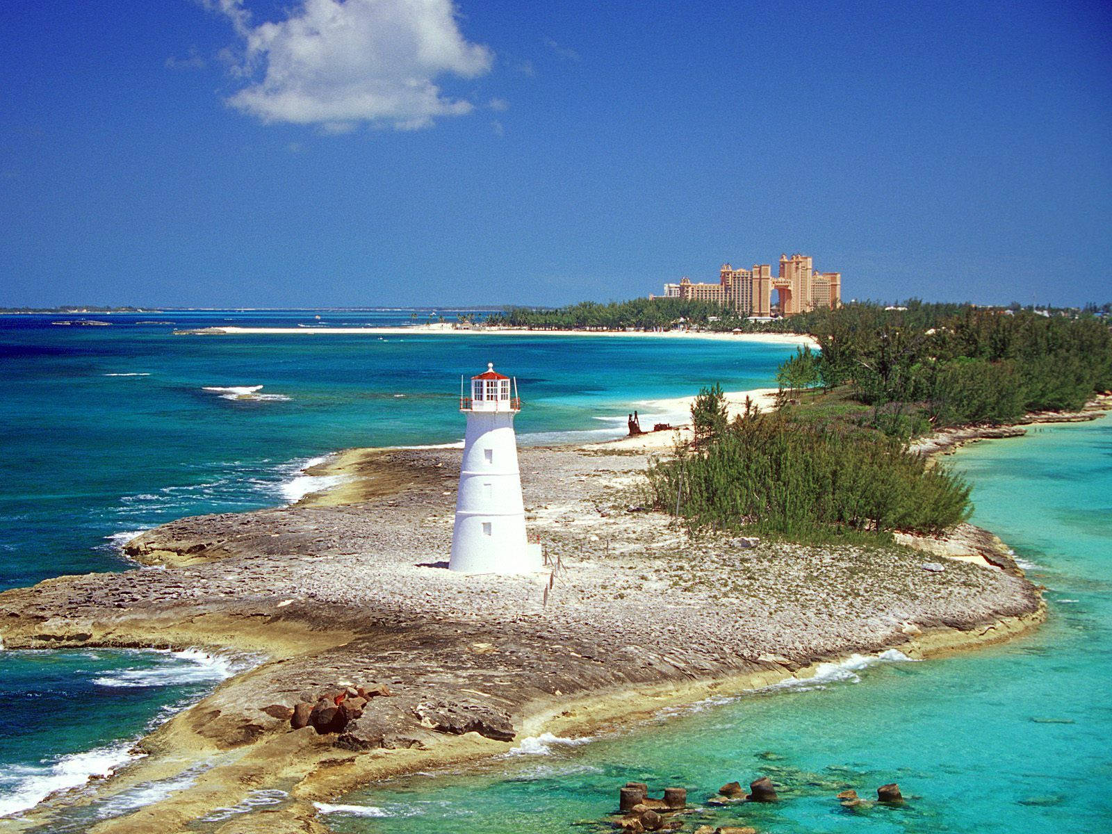 Farolda Ilha Do Paraíso Em Bahamas. Papel de Parede