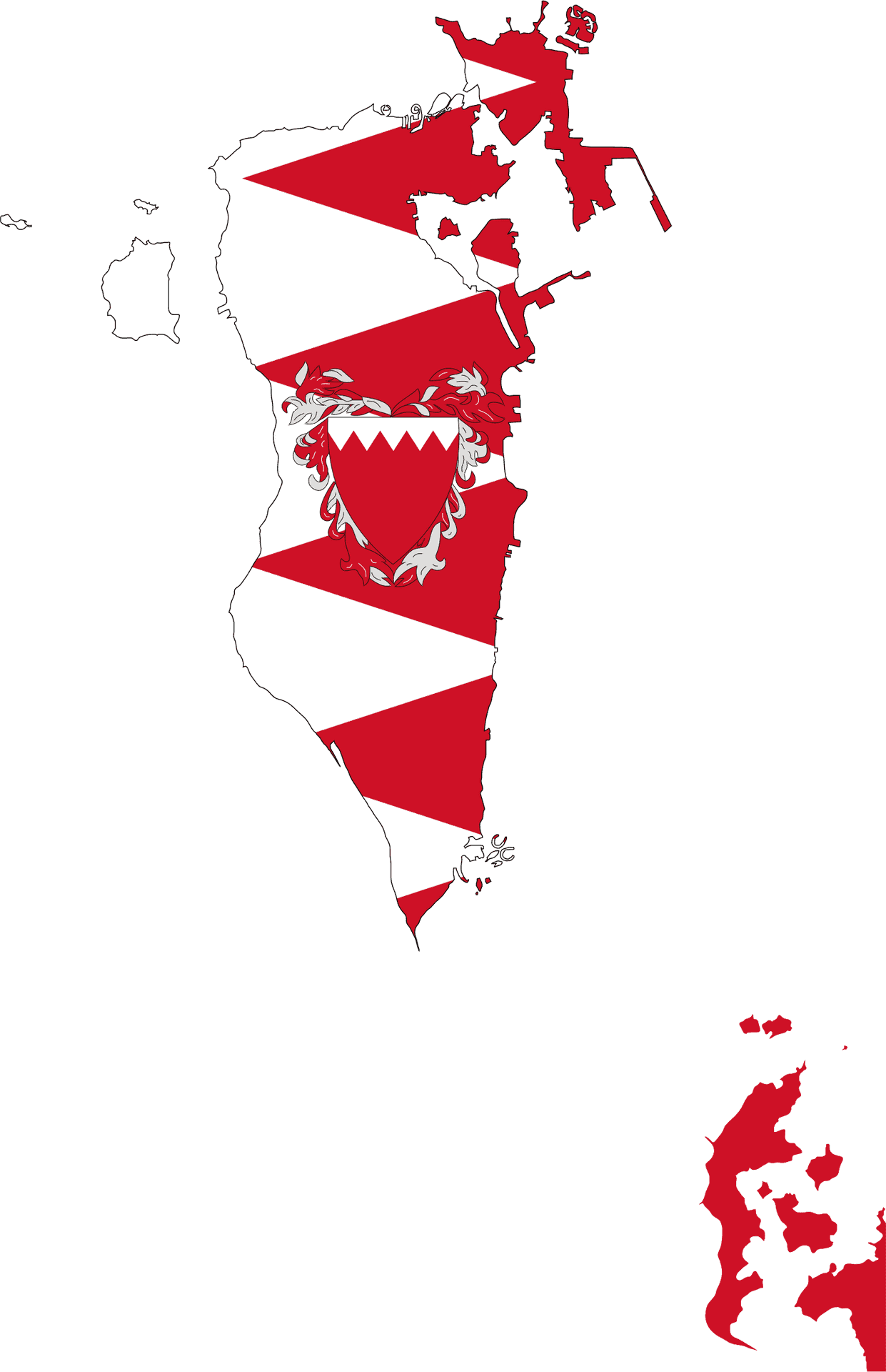 Bahrain Flag Map PNG