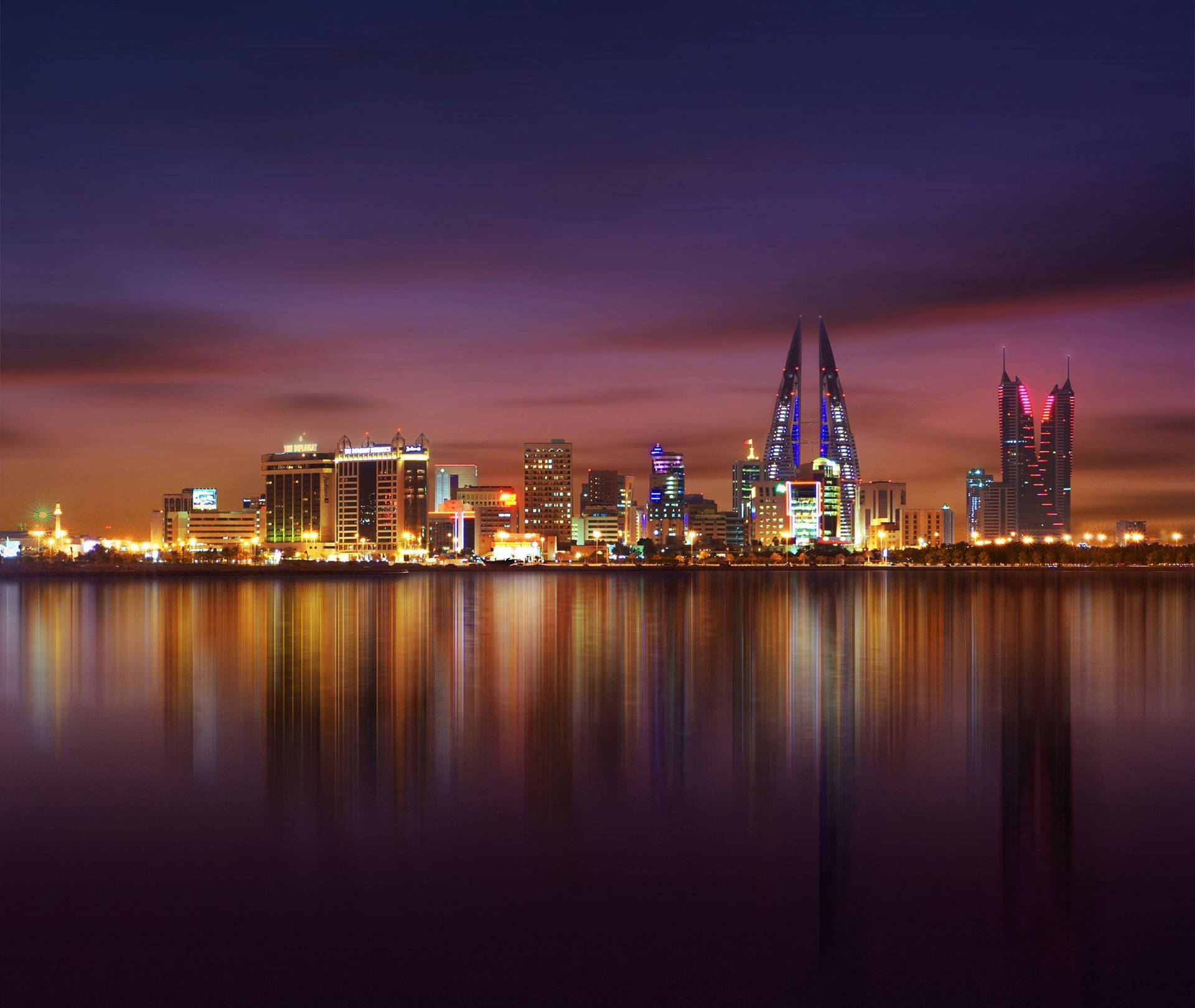 Bahrainsnatthimlen Skyline Wallpaper