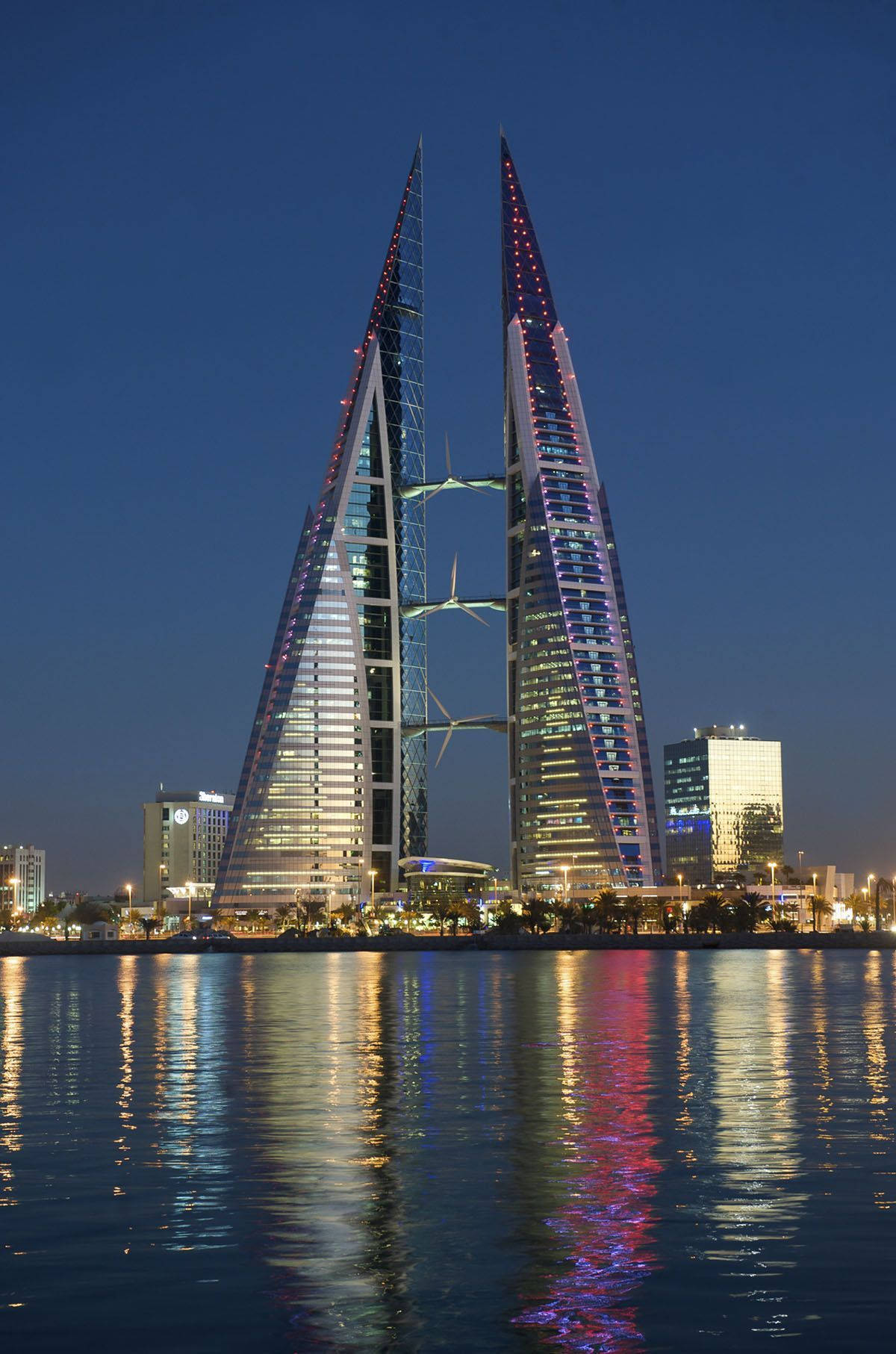 Bahrainworld Trade Center De Noche Fondo de pantalla