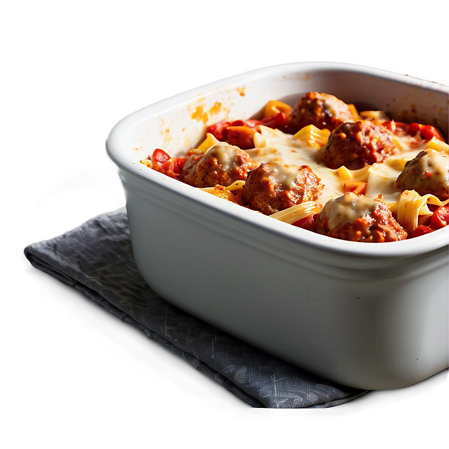 Baked Meatball Pasta Casserole PNG