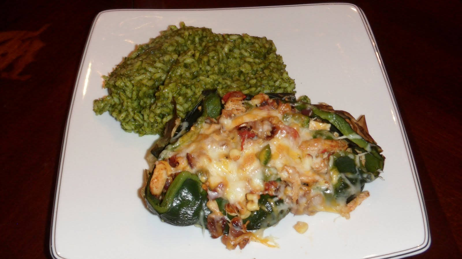 Savory Baked Poblano Chili Rellenos with Homemade Roasted Salsa Verde Wallpaper