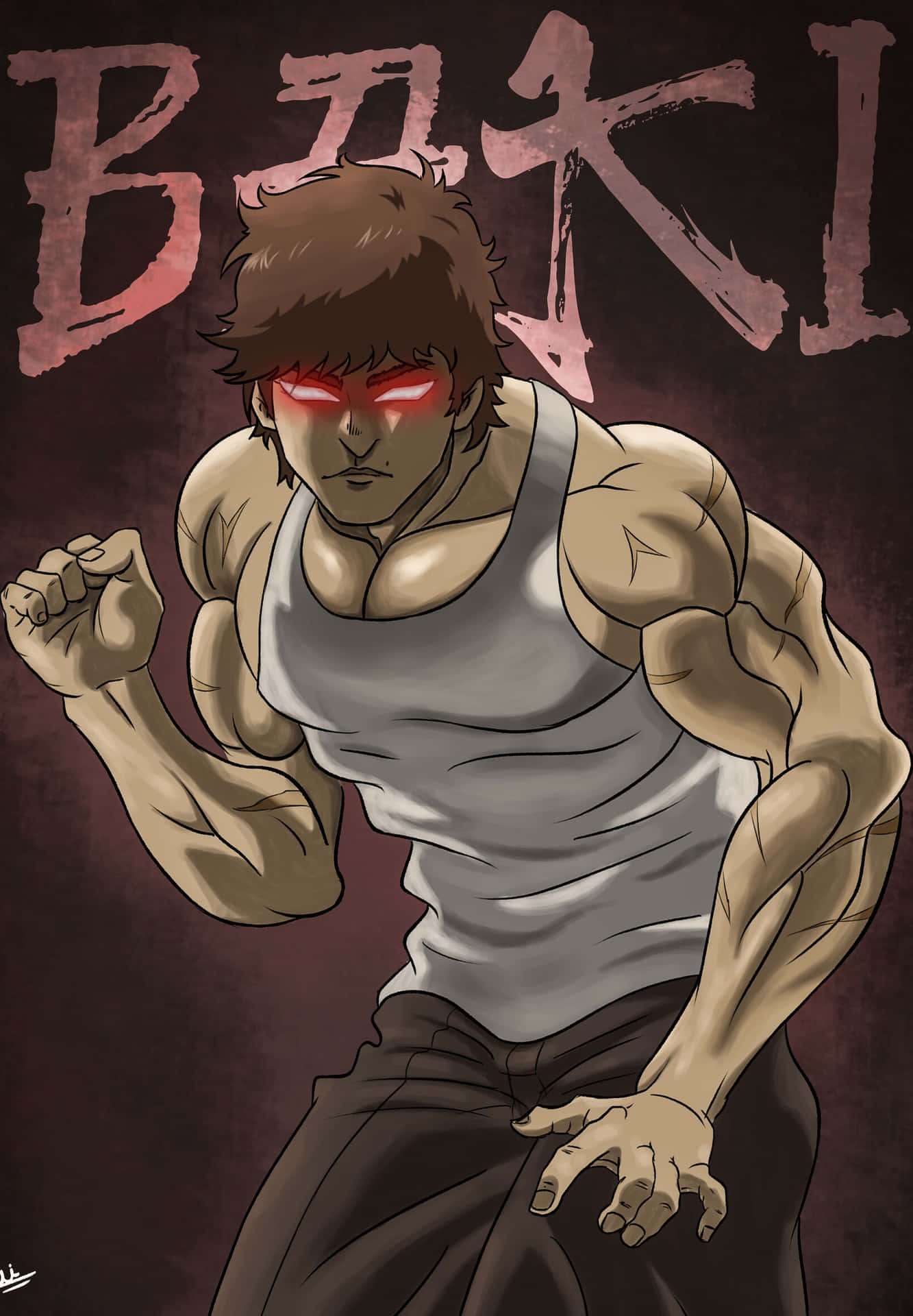 Pose Intens Karakter Baki The Grappler Wallpaper