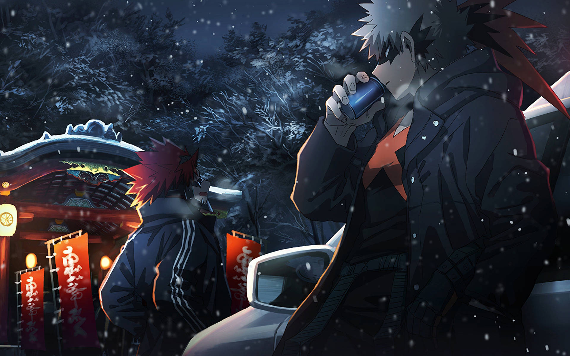 Bakugo And Eijiro Kirishima Winter Season Wallpaper