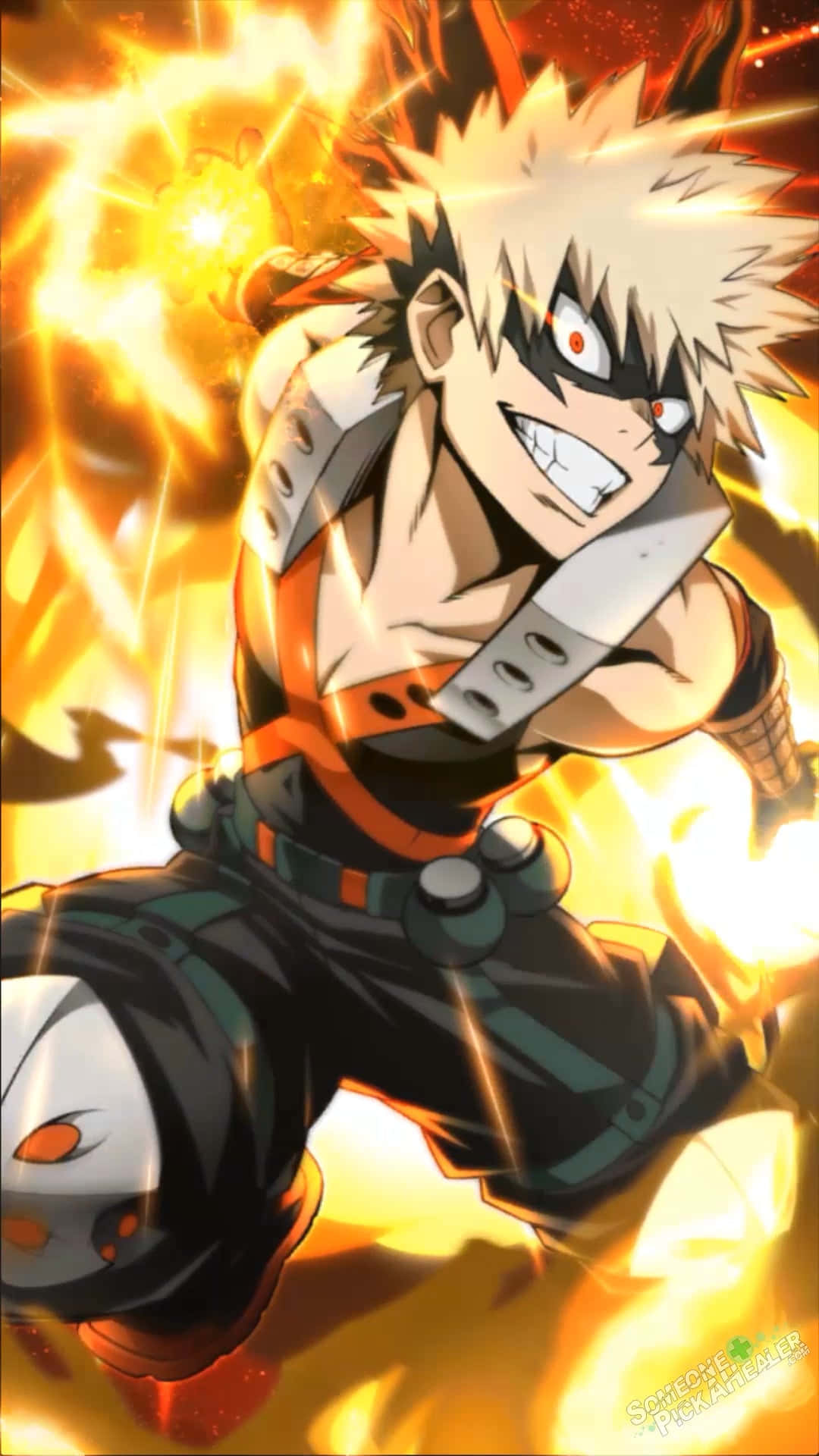 a character from my hero academia with flames Wallpaper