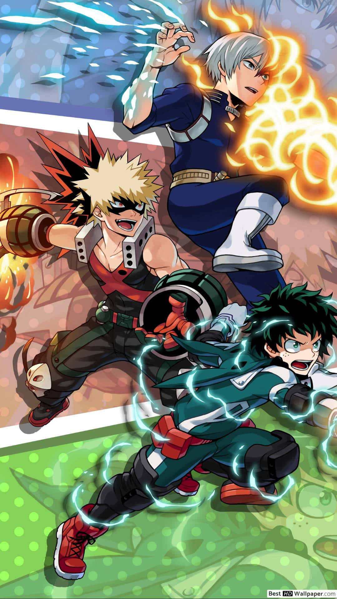 My Hero Academia - A Group Of Characters With Fire And Flames Wallpaper
