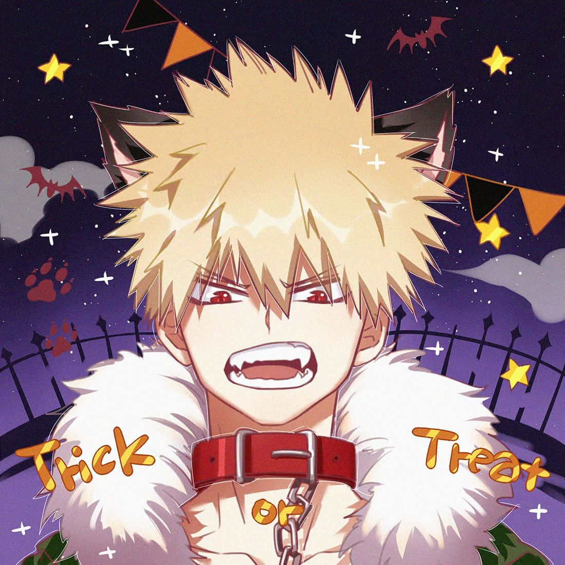 A close-up of the vibrant and distinct features of Bakugou's face Wallpaper