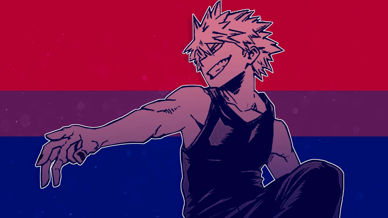 Papelde Parede Estético Do Bakugou Com A Bandeira Bisexual Para Desktop. Papel de Parede
