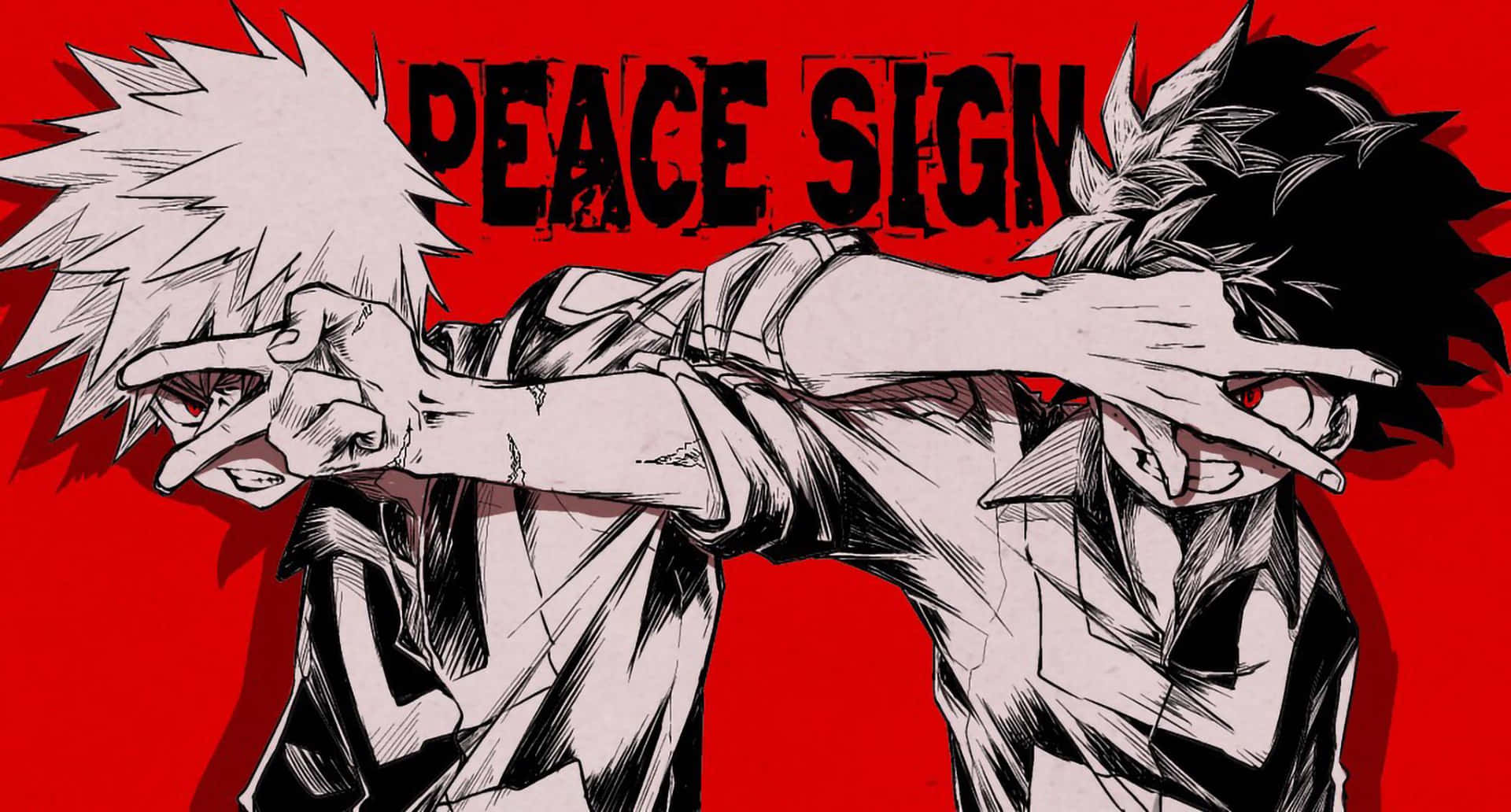 Bakugou Aesthetic Desktop Deku Peace Sign Background