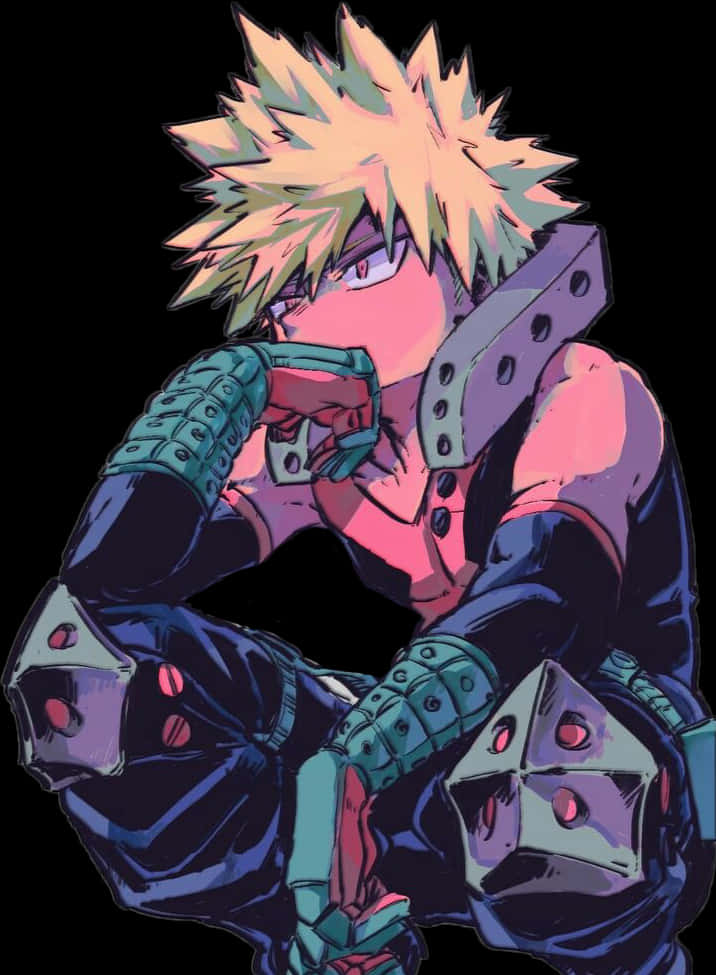 Bakugou Katsuki Intense Stance PNG