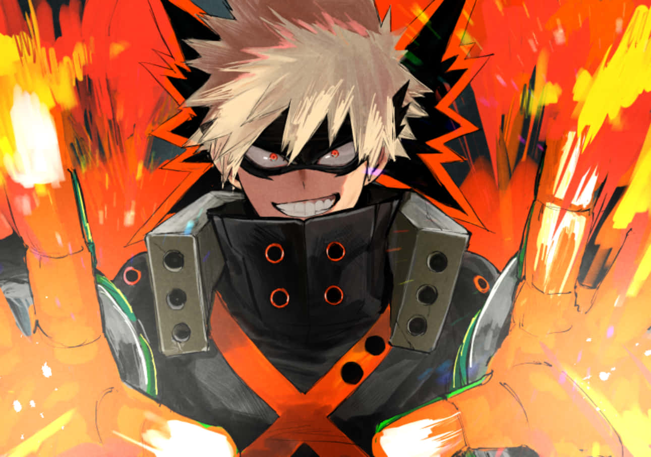 Bakugou stands atop the ashes of his victory, powerful and unafraid