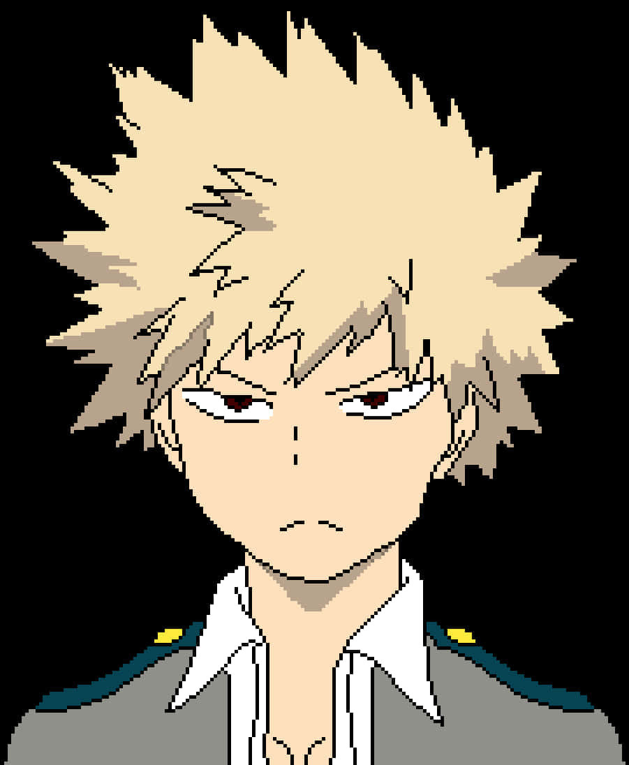 Bakugou Pixel Art Portrait PNG