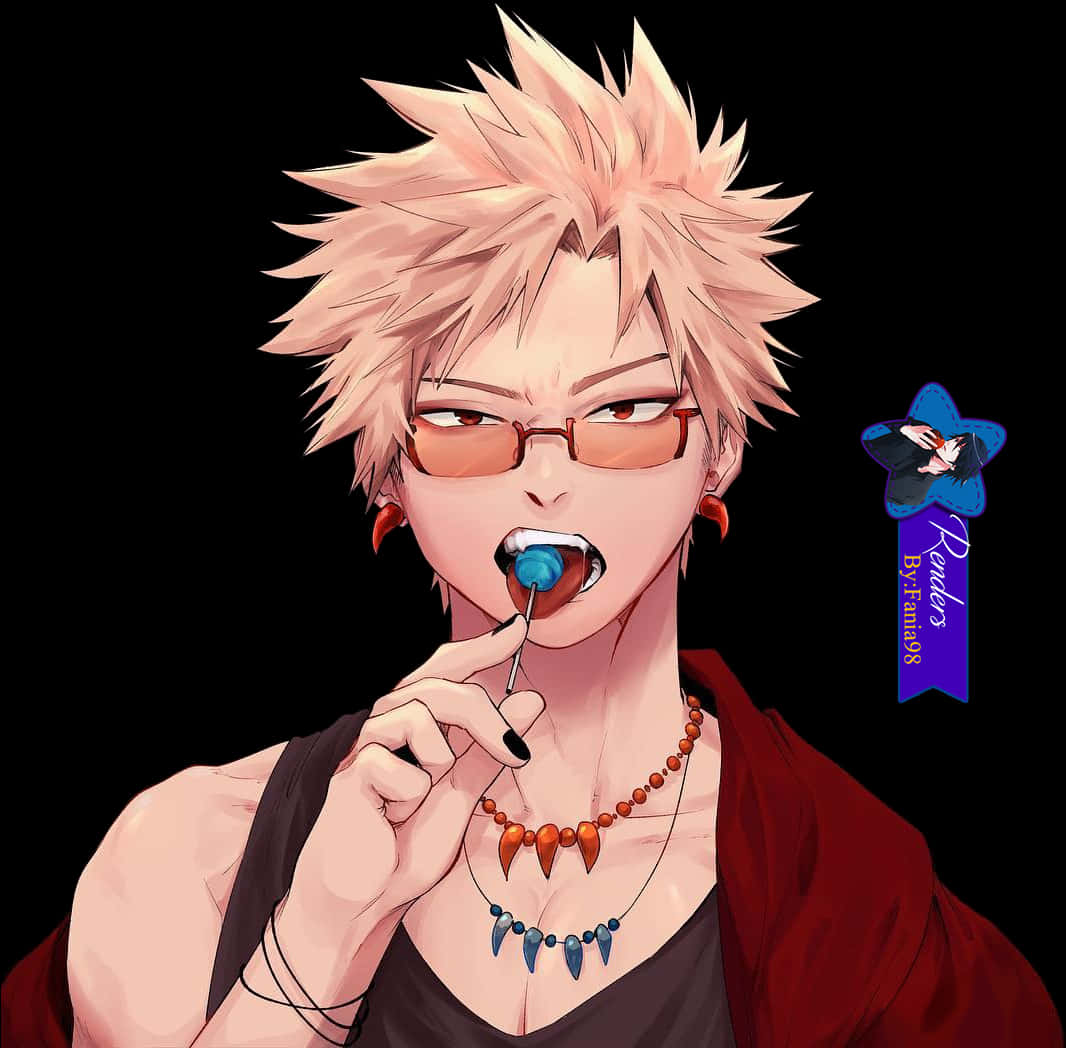 Bakugou_with_ Lollipop_ Artwork PNG