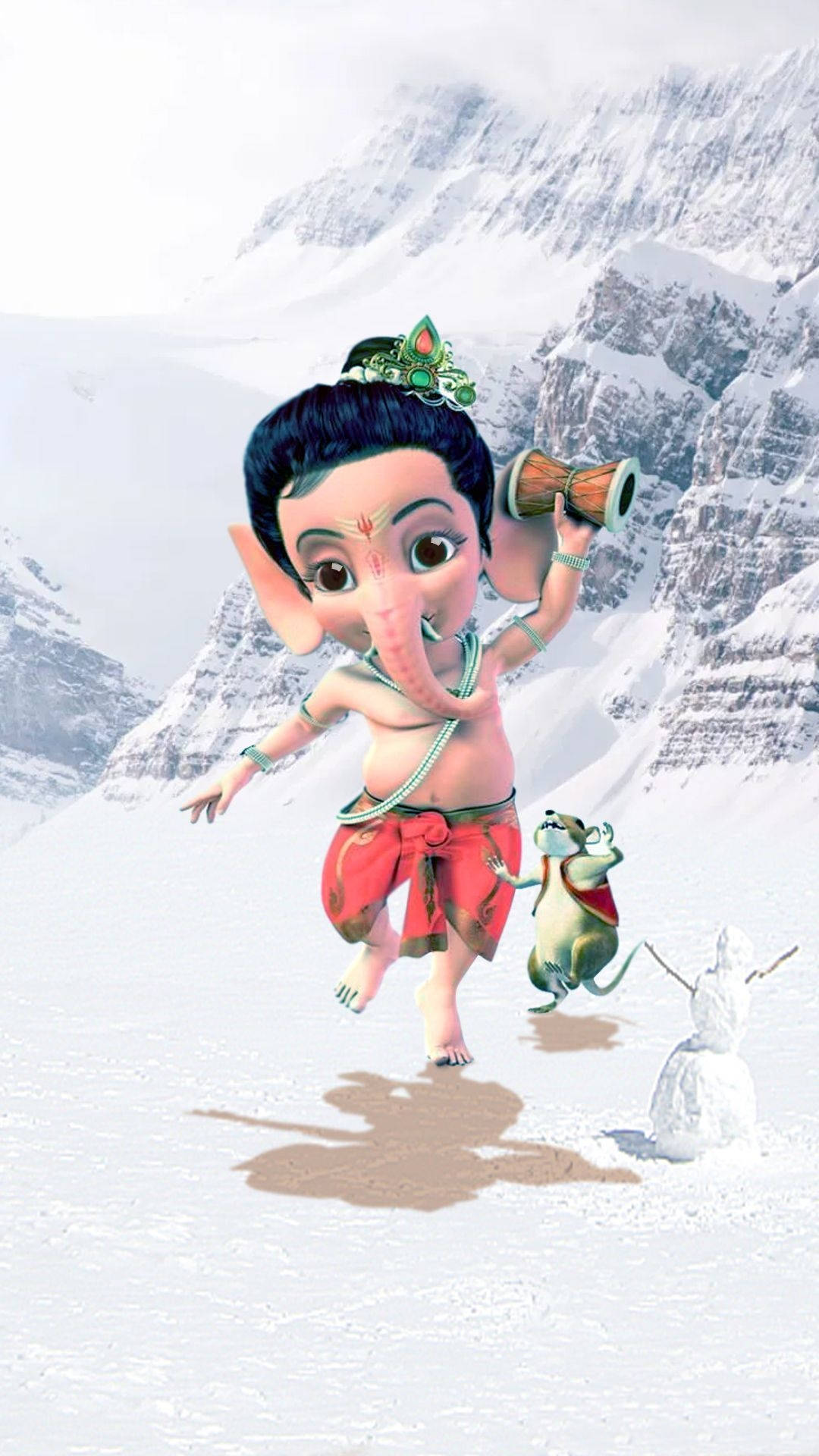 Bal Ganesh og mus kører i cricket-feltet Wallpaper
