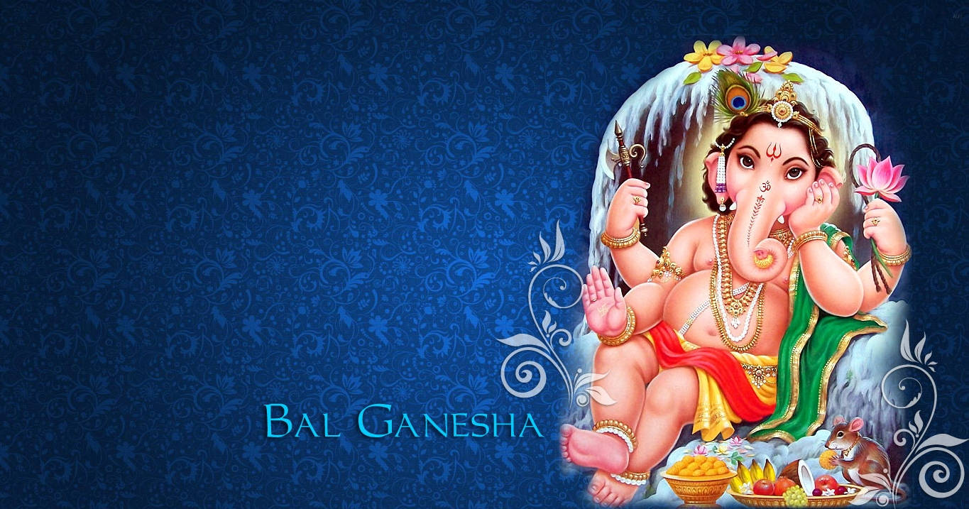 Bal Ganesh On Icy Altar Wallpaper