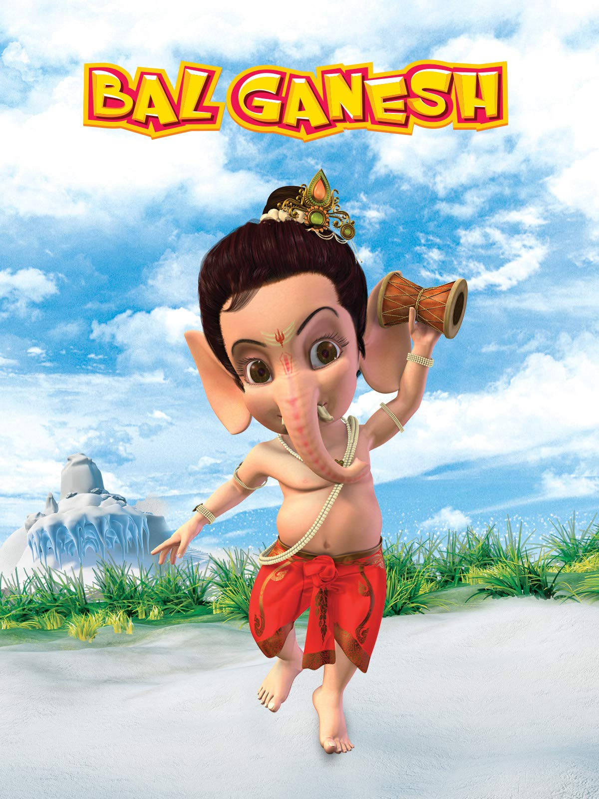 Bal Ganesh løber på sand Wallpaper