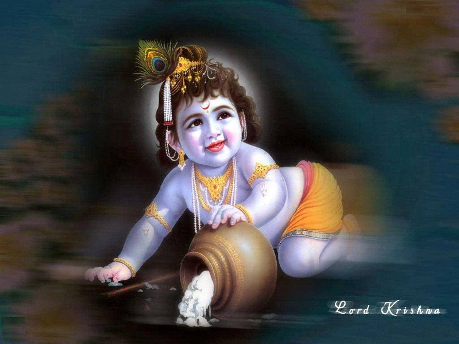 Lord Bal Krishna Colorful Background Wallpaper Stock Illustration  1757751755  Shutterstock