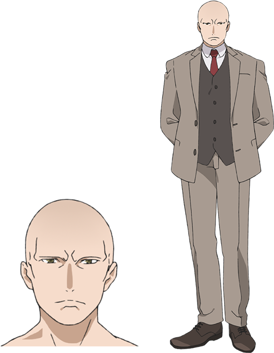 Bald Anime Characterin Suit PNG