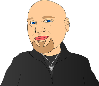 Bald Cartoon Man Portrait PNG