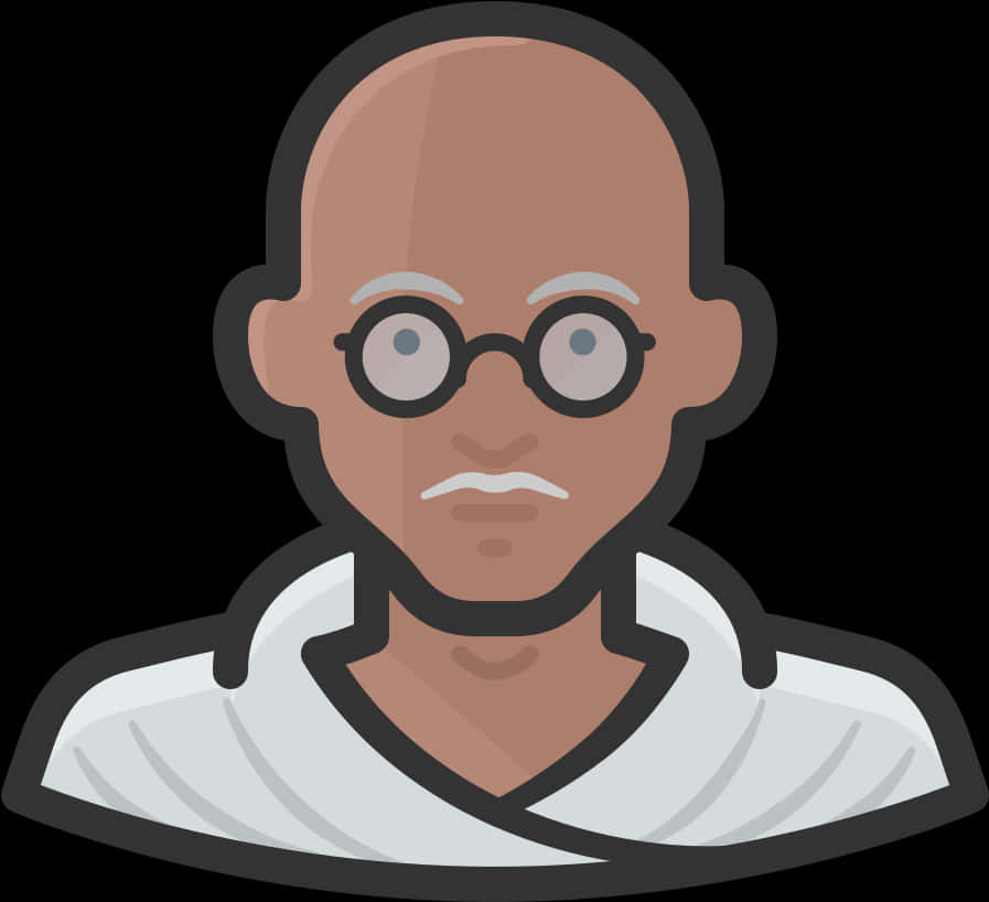 Bald Cartoon Manwith Glasses PNG
