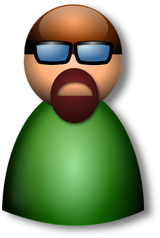 Bald Cartoon Manwith Glassesand Beard PNG