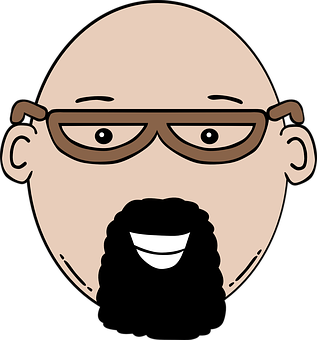 Bald Cartoon Manwith Glassesand Beard PNG