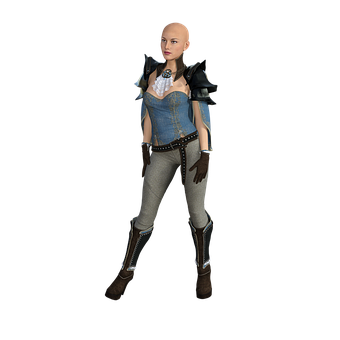 Bald Female Characterin Fantasy Outfit PNG