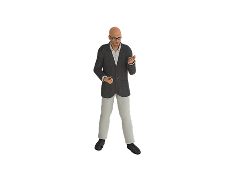 Bald_ Man_in_ Suit_ Gesturing PNG