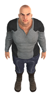 Bald_ Man_ Standing_ High_ Angle_ View PNG