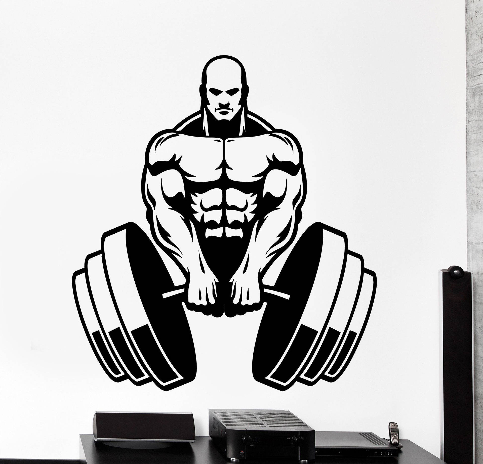 Bald Man With Barbell Print Wallpaper