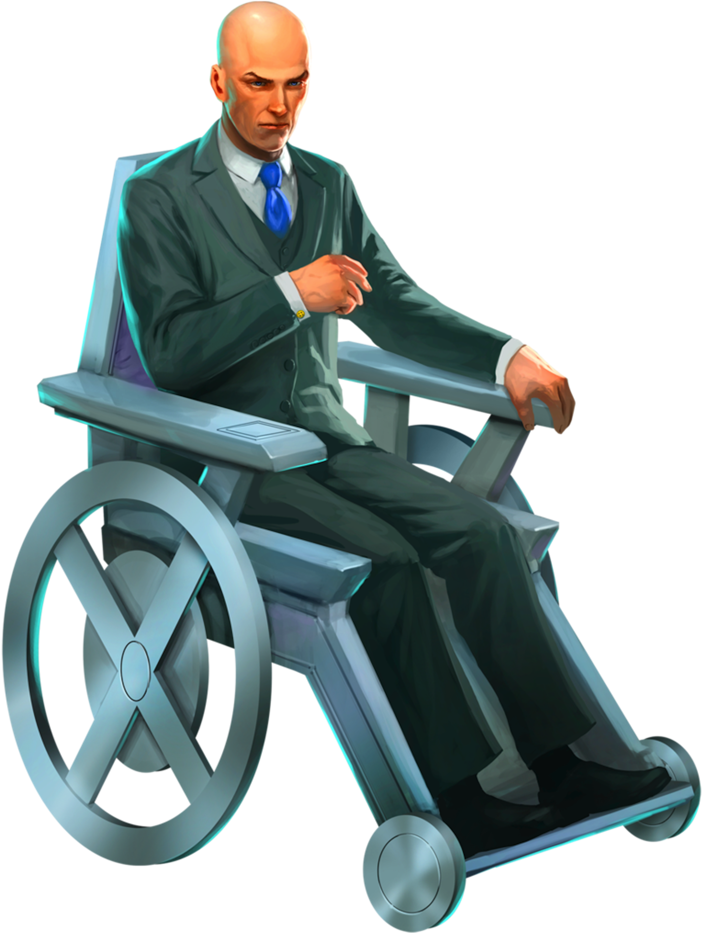 Bald Manin Futuristic Wheelchair PNG