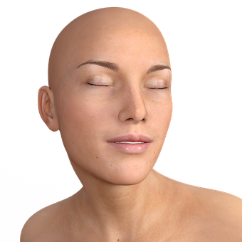 Bald Woman Portrait3 D Render PNG