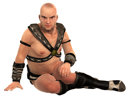 Bald Wrestlerin Black Attire PNG