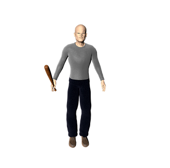 Bald3 D Character Holding Bat PNG