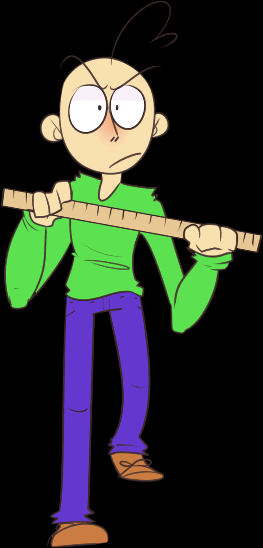 Baldi Cartoon Character Holding Ruler PNG