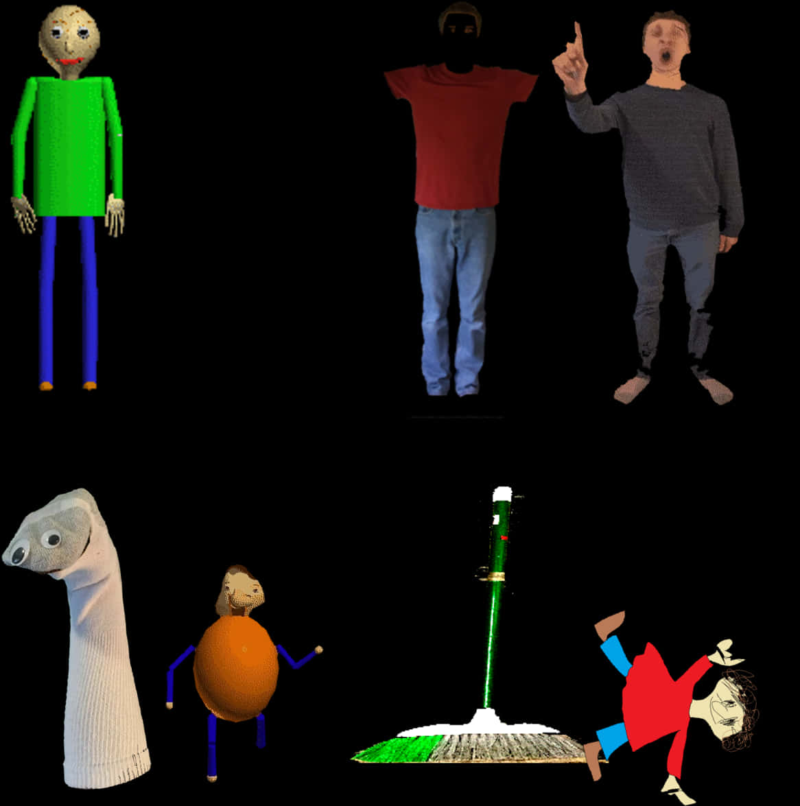 Baldi Game Characters Collage PNG