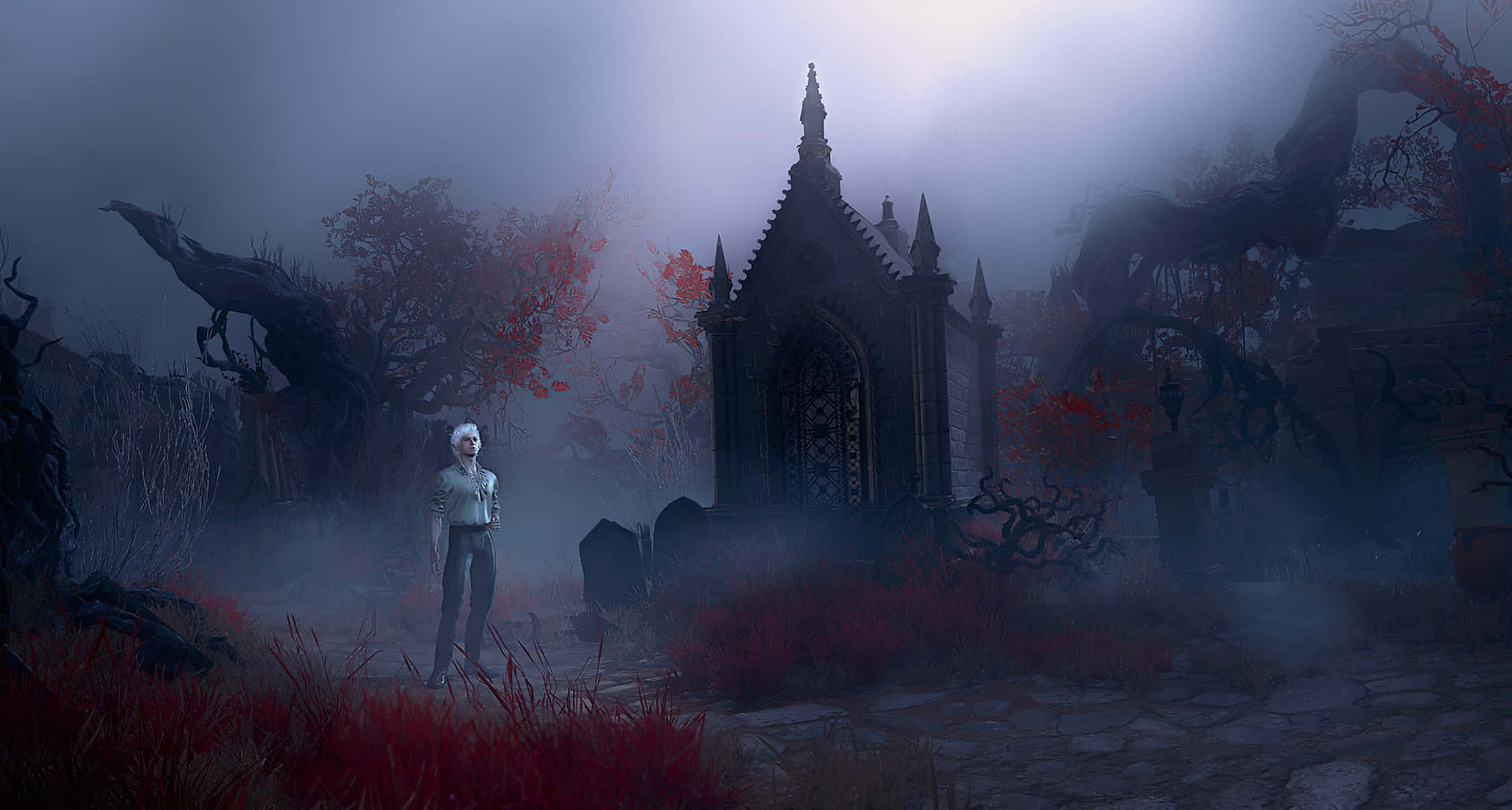 Baldurs Gate3 Mysterious Foggy Graveyard Wallpaper