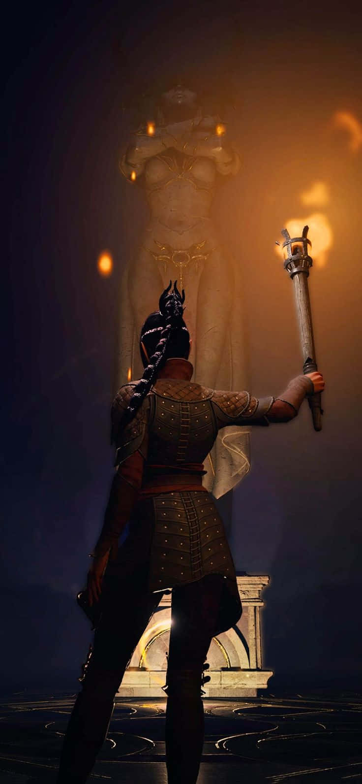 Baldurs Gate3 Warrior Before Statue Wallpaper
