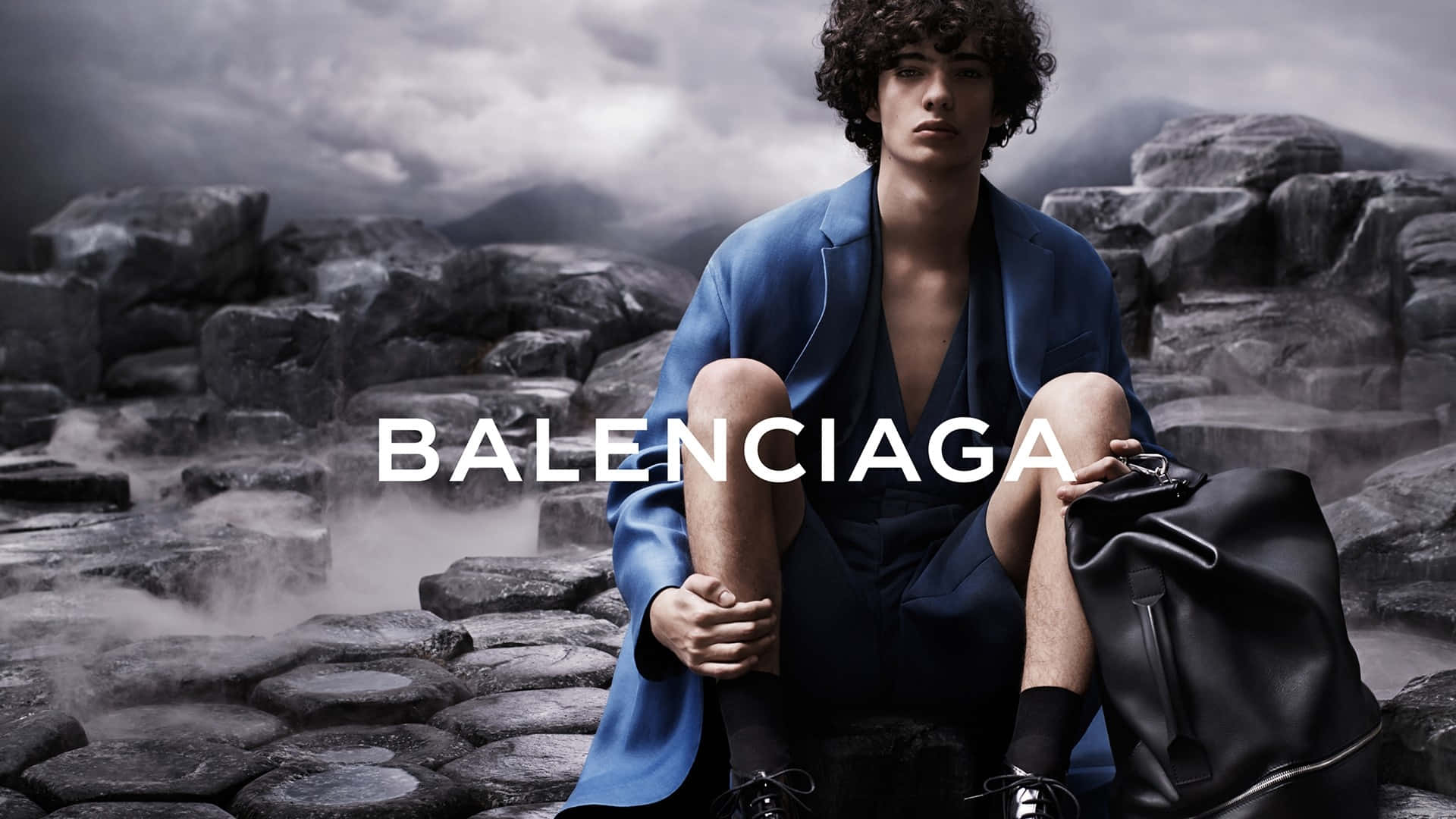 Luxurious Balenciaga Logo on Aesthetic Beige Background