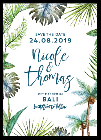 Bali Wedding Save The Date Invitation PNG