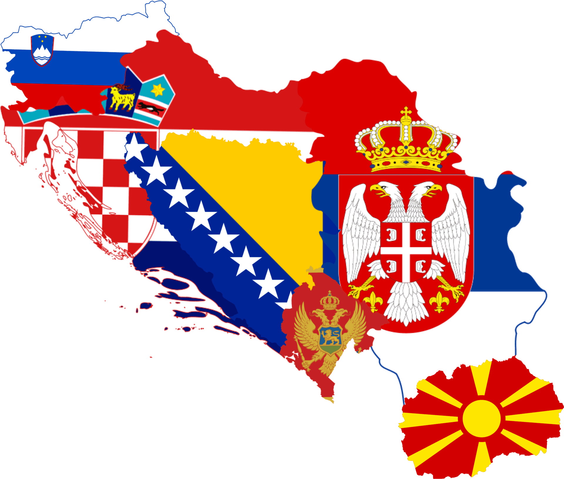Balkan Countries Coatof Arms Map PNG