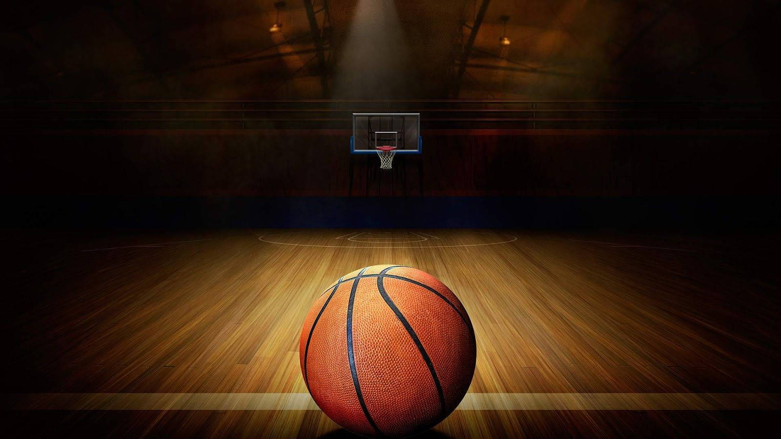 Ball On Basketball Court Light Wallpaper