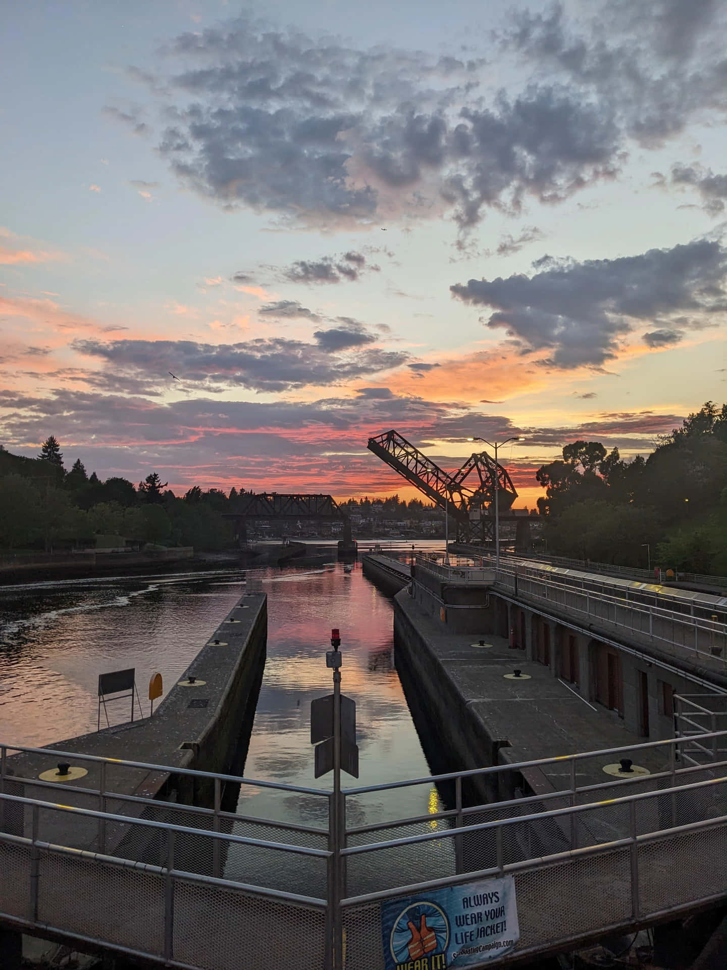 Ballard Locks Sunset View Wallpaper