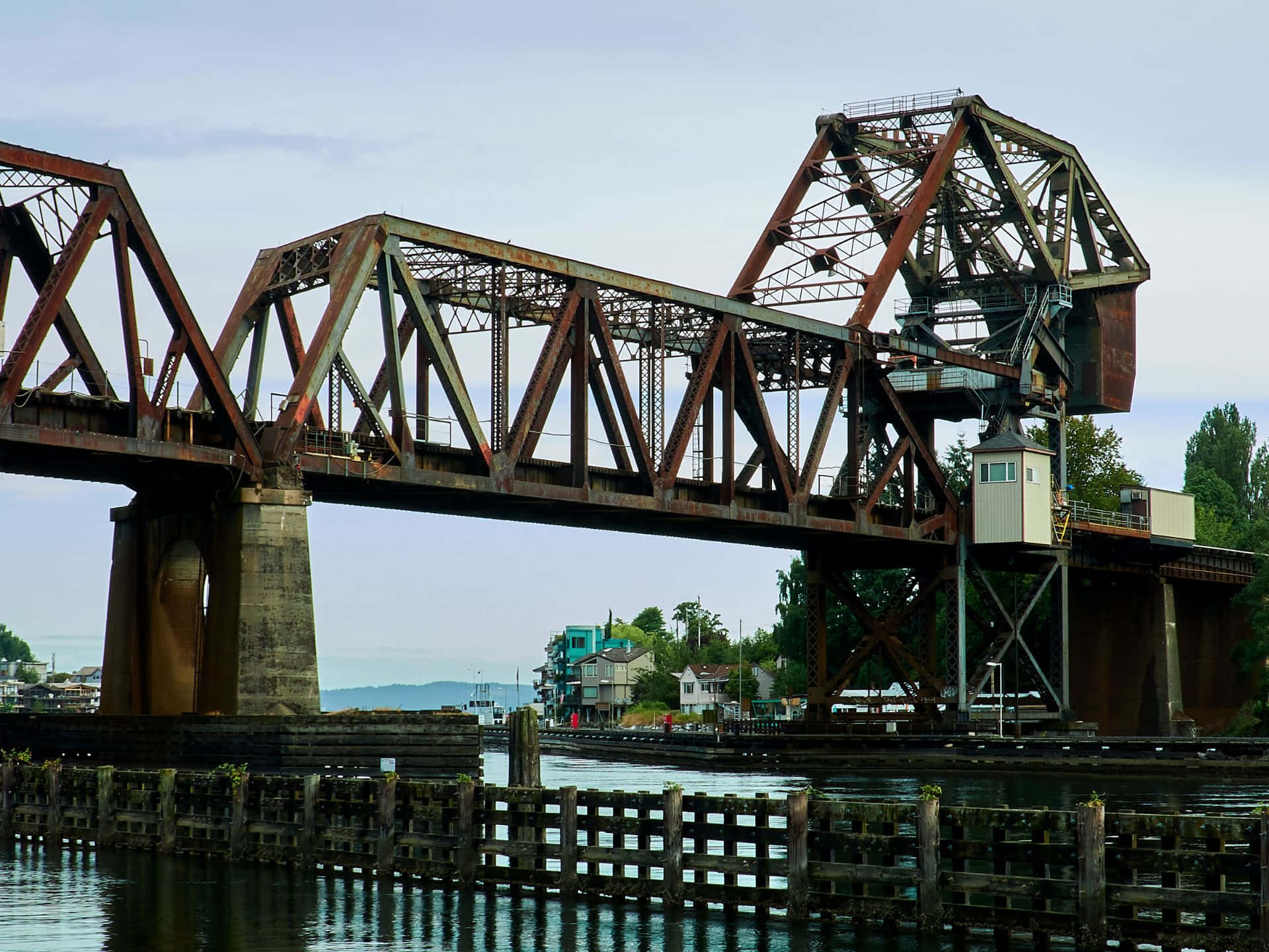 Ballard_ Railroad_ Bridge_ Over_ Water Wallpaper