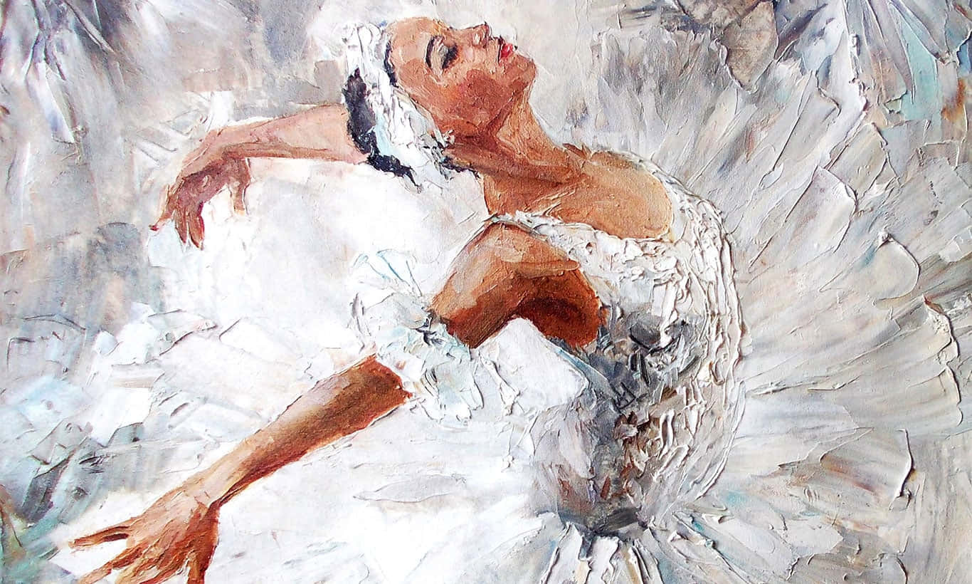 Ballerina Dancer Arabesque Close Up Oil Painting Art Wallpaper