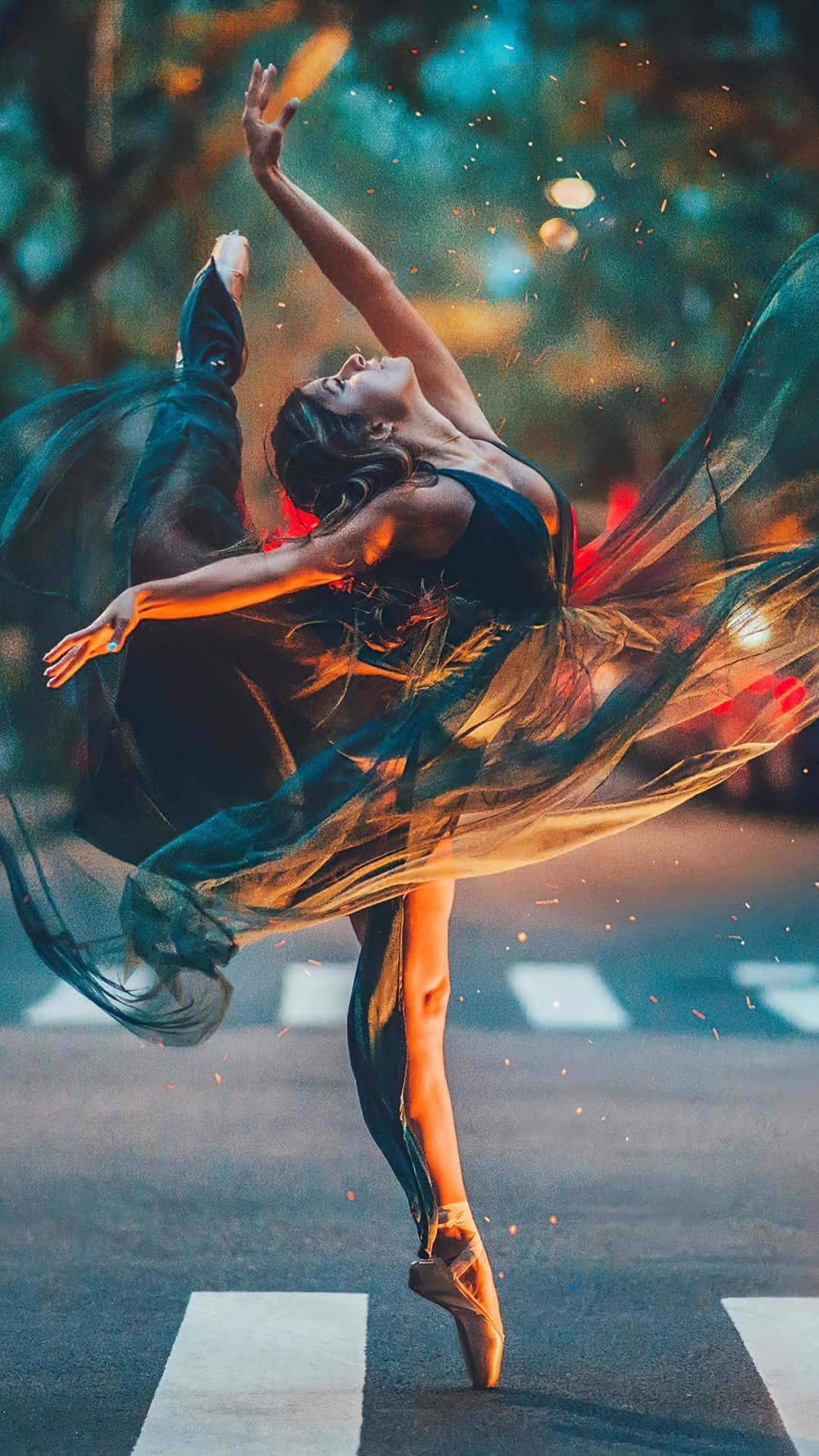 Ballerina Dancer Flowy Dress Photography Wallpaper