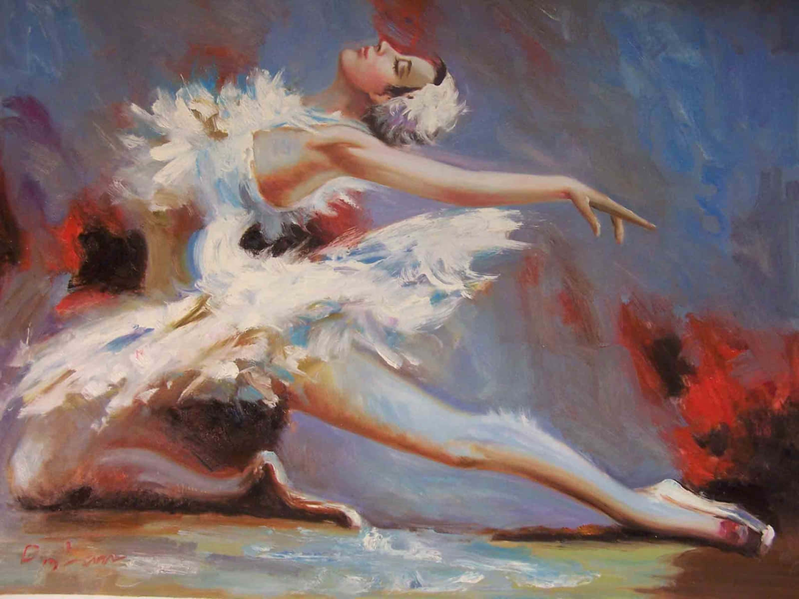 Quadrode Pintura A Óleo De Bailarina Dançarina. Papel de Parede