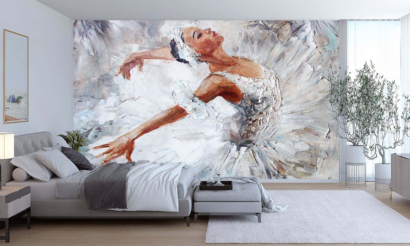 Pinturaal Óleo De Una Bailarina En Un Cuarto De Arte Fotográfico. Fondo de pantalla
